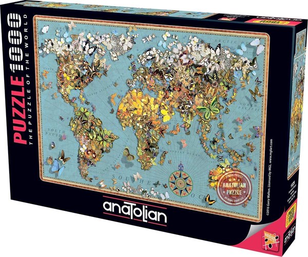 Anatolian (ANA1029) - "Butterfly World Map" - 1000 Teile Puzzle