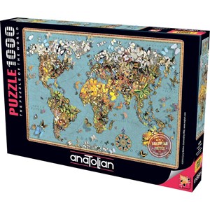 Anatolian (ANA1029) - "Butterfly World Map" - 1000 Teile Puzzle