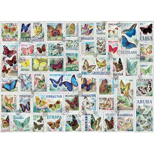 Eurographics (8500-5356) - Barbara Behr: "Collage mit Schmetterlinge" - 500 Teile Puzzle