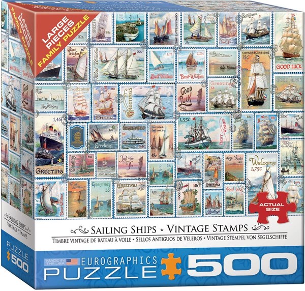 Eurographics (8500-5357) - Barbara Behr: "Collage mit Segelschiffe" - 500 Teile Puzzle