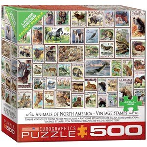 Eurographics (8500-5359) - "Animals of North America, Vintage Stamps" - 500 Teile Puzzle