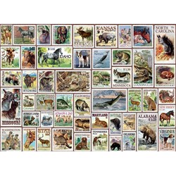 Eurographics (8500-5359) - "Animals of North America, Vintage Stamps" - 500 Teile Puzzle
