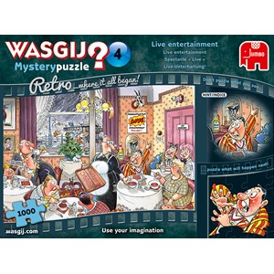 Jumbo (19177) - "Wasgij Retro Mystery 4, Live Unterhaltung!" - 1000 Teile Puzzle
