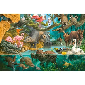 Schmidt Spiele (56306) - "Tierfamilien am Ufer" - 100 Teile Puzzle