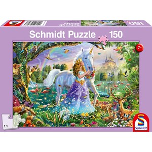 Schmidt Spiele (56307) - "Prinzessin mit Einhorn und Schloss" - 150 Teile Puzzle