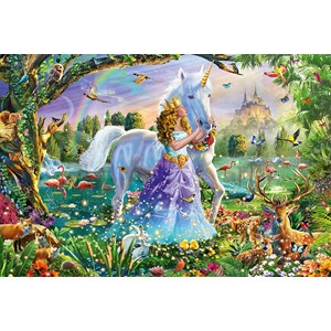 Schmidt Spiele (56307) - "Prinzessin mit Einhorn und Schloss" - 150 Teile Puzzle