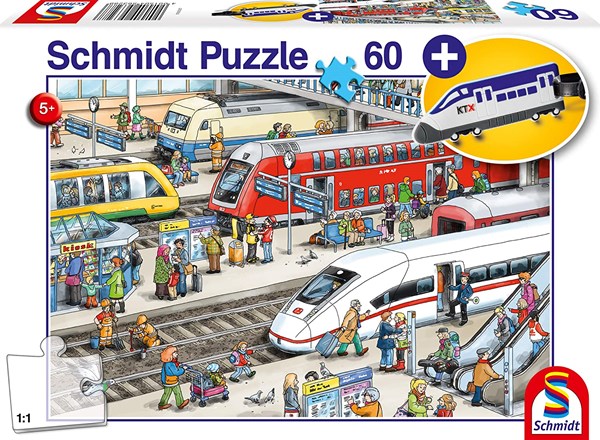 Schmidt Spiele (56328) - "Am Bahnhof" - 60 Teile Puzzle