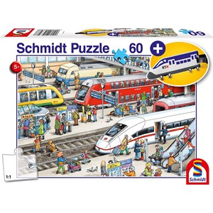 Schmidt Spiele (56328) - "Am Bahnhof" - 60 Teile Puzzle