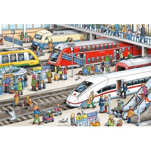 Schmidt Spiele (56328) - "Am Bahnhof" - 60 Teile Puzzle