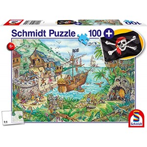 Schmidt Spiele (56330) - "In der Piratenbucht, inklusive Piratenflagge" - 100 Teile Puzzle