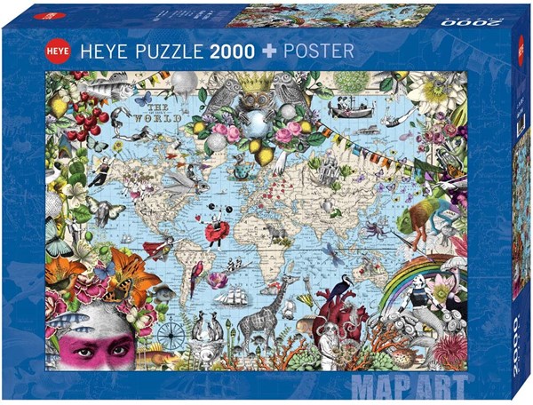 Heye (29913) - "Bunte Weltkarte" - 2000 Teile Puzzle