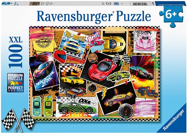 Ravensburger (12899) - "Rennwagen Pinnwand" - 100 Teile Puzzle