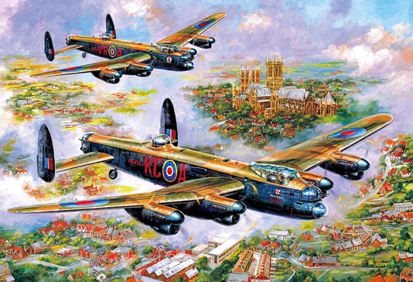 Gibsons (G3113) - Jim Mitchell: "Lancaster Bomber über Lincoln" - 500 Teile Puzzle