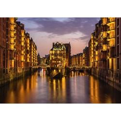 Schmidt Spiele (58358) - "Speicherstadt am Abend, Hamburg" - 1000 Teile Puzzle
