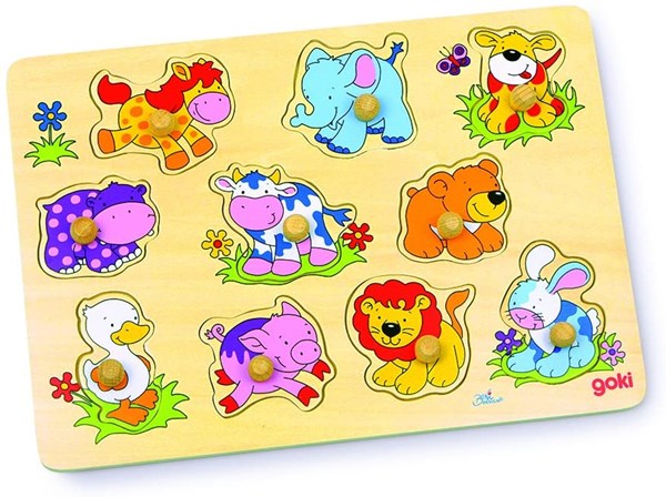 Goki (57838) - "Tierkinder" - 10 Teile Puzzle