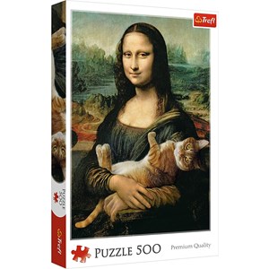 Trefl (37294) - Leonardo Da Vinci: "Mona Lisa mit schnurrender Katze" - 500 Teile Puzzle