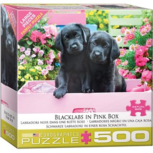 Eurographics (8500-5462) - "Black Labs in Pink Box" - 500 Teile Puzzle