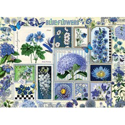 Cobble Hill (80043) - Barbara Behr: "Blue Flowers" - 1000 Teile Puzzle