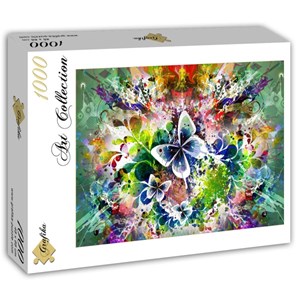 Grafika (T-00001) - "Frühlingsblumen und Schmetterlinge" - 1000 Teile Puzzle