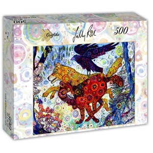 Grafika (t-00886) - Sally Rich: "Wolves in a Blue Wood" - 500 Teile Puzzle