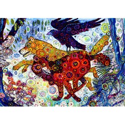 Grafika (t-00884) - Sally Rich: "Wolves in a Blue Wood" - 1500 Teile Puzzle