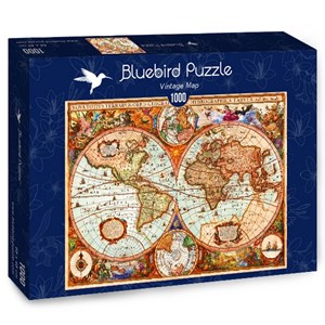 Bluebird Puzzle (70329) - Aimee Stewart: "Vintage Map" - 1000 Teile Puzzle