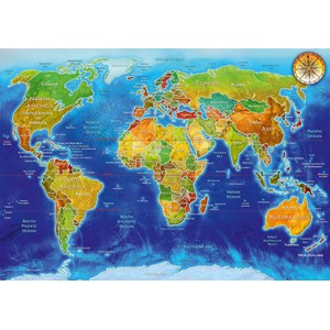 Bluebird Puzzle (70337) - Adrian Chesterman: "World Geo-Political Map" - 1000 Teile Puzzle