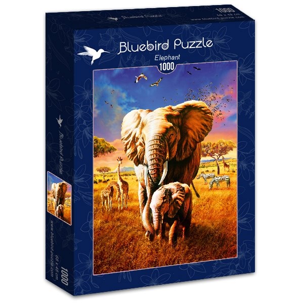 Bluebird Puzzle (70314) - Adrian Chesterman: "Elephant" - 1000 Teile Puzzle
