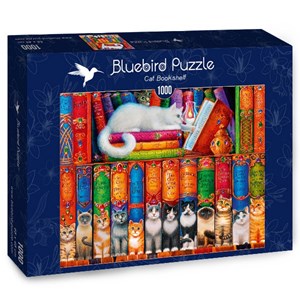 Bluebird Puzzle (70344) - Randal Spangler: "Cat Bookshelf" - 1000 Teile Puzzle