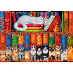 Bluebird Puzzle (70344) - Randal Spangler: "Cat Bookshelf" - 1000 Teile Puzzle