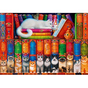 Bluebird Puzzle (70344) - Randal Spangler: "Cat Bookshelf" - 1000 Teile Puzzle