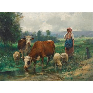 D-Toys (74164) - Julien Dupre: "A Shepherdess with her Flock" - 1000 Teile Puzzle