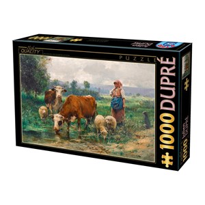D-Toys (74164) - Julien Dupre: "A Shepherdess with her Flock" - 1000 Teile Puzzle