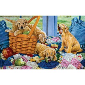 SunsOut (44301) - Susan Brabeau: "Puppies in a Basket" - 550 Teile Puzzle