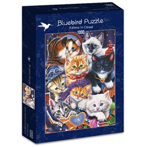 Bluebird Puzzle (70087) - Jenny Newland: "Kittens In Closet" - 1000 Teile Puzzle