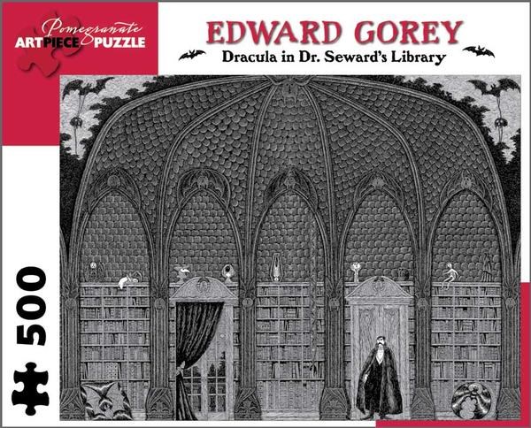 Pomegranate (AA711) - Edward Gorey: "Dracula in Dr. Seward's Library" - 500 Teile Puzzle
