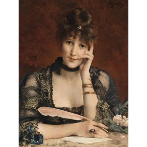Grafika (00480) - Alfred Stevens: "The Letter" - 2000 Teile Puzzle