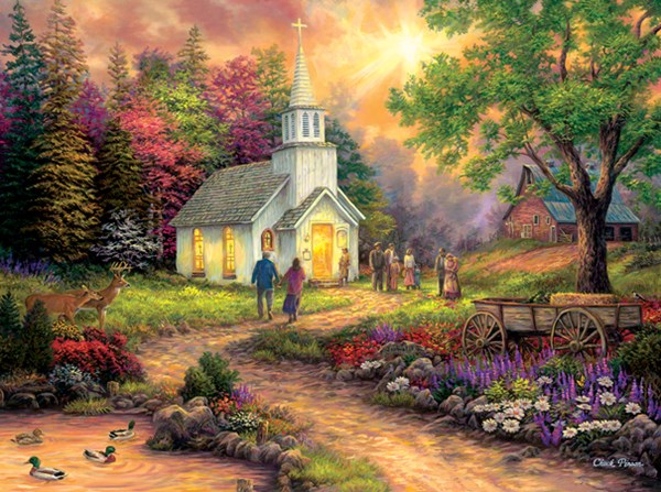 SunsOut (33709) - Chuck Pinson: "XXL Pieces - Chuck Pinson - Country Church" - 1000 Teile Puzzle