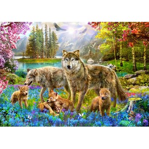 Bluebird Puzzle (70195) - Jan Patrik Krasny: "Spring Wolf Family" - 1500 Teile Puzzle