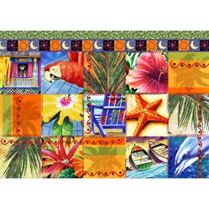 Bluebird Puzzle (70081) - James Mazzotta: "Tropical Quilt Mosaic" - 1500 Teile Puzzle
