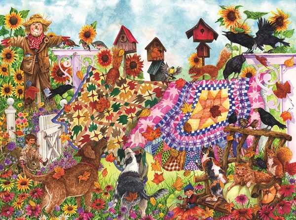 SunsOut (20225) - Wendy Edelson: "Autumn Garden Quilts" - 1000 Teile Puzzle