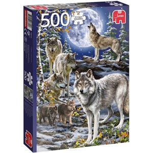 Jumbo (18845) - "Wolfsrudel im Winter" - 500 Teile Puzzle