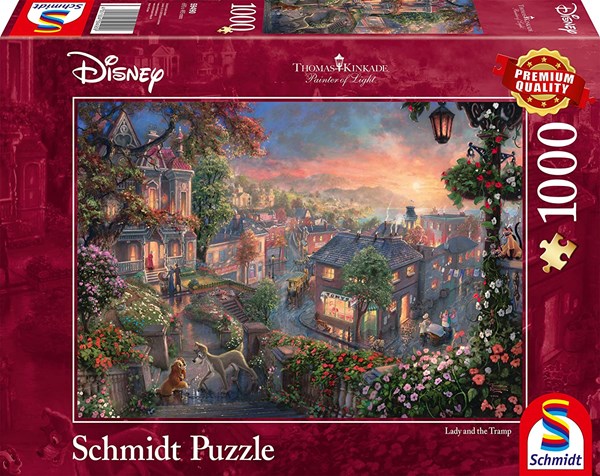 Schmidt Spiele (59490) - Thomas Kinkade: "Disney, Susi und Strolch" - 1000 Teile Puzzle