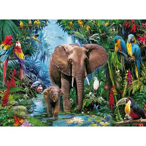 Ravensburger (12901) - "Dschungelelefanten" - 150 Teile Puzzle
