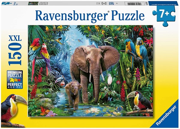 Ravensburger (12901) - "Dschungelelefanten" - 150 Teile Puzzle