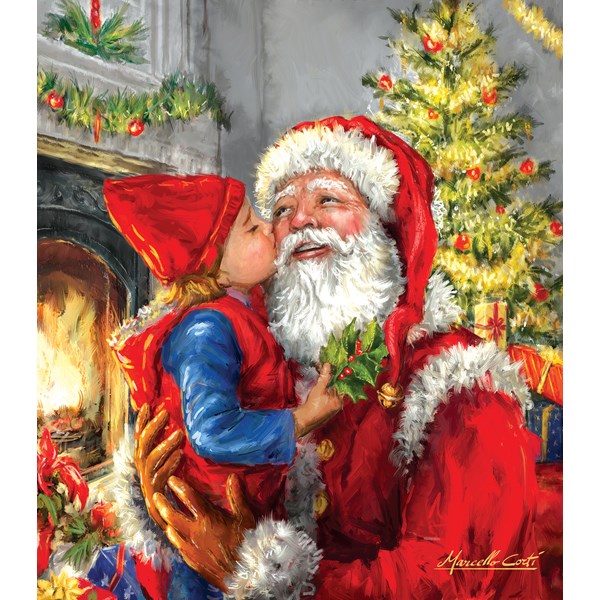 SunsOut (60662) - "Kissing Santa" - 500 Teile Puzzle