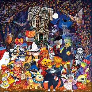 SunsOut (21893) - Bill Bell: "Cats and Dogs on Halloween" - 500 Teile Puzzle