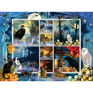 SunsOut (55926) - Finchley Paper Arts: "Halloween Stamps Spooky" - 1000 Teile Puzzle