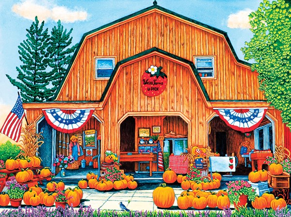 SunsOut (32710) - Thelma Winter: "Weiss Farm Pumpkins" - 500 Teile Puzzle