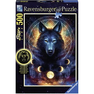 Ravensburger (13970) - "Leuchtender Wolf" - 500 Teile Puzzle